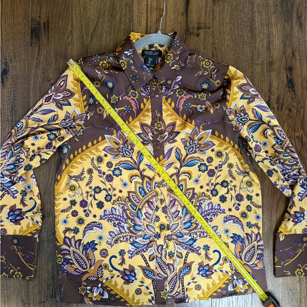 Rachel Zoe Yellow and Brown Floral Button Down Shirt - Picture 8 of 8